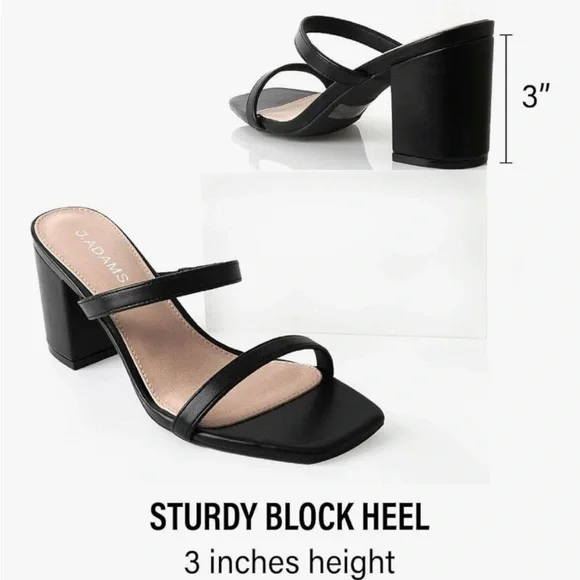 Elegant Black Women's Block Heels - Picture 4 of 10